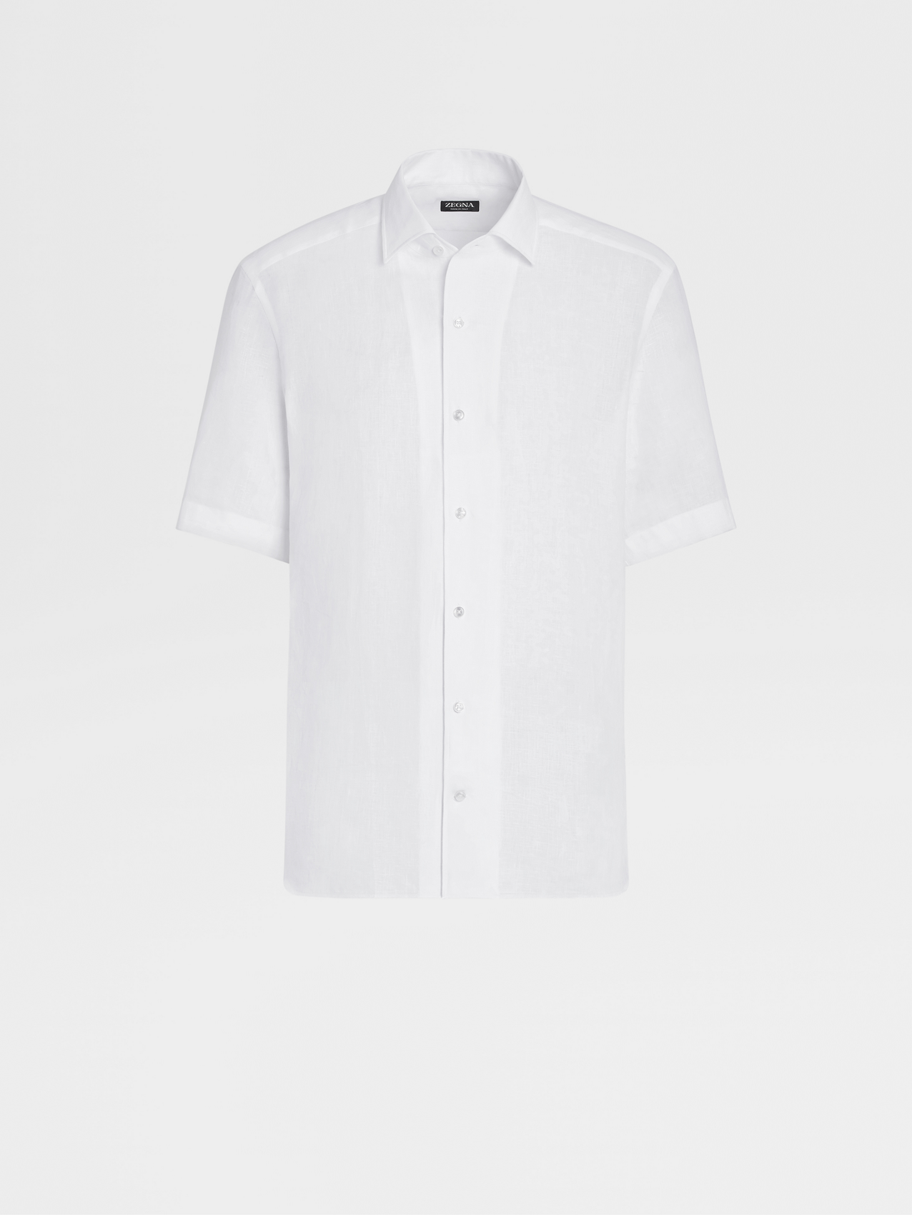 White Pure Linen Short-sleeve Shirt